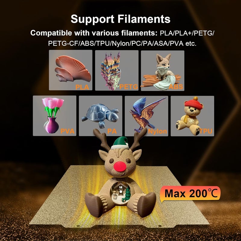IdeaFormer-3D لوحة بناء A1 ميني PEI لبامبو لاب 184x184 مم، لوحة سرير فولاذية نابضة مزدوجة الجوانب مع نسيج PEI لطابعة 3D A1 ميني من بامبو لاب - Image 5